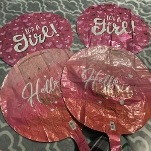 It’s a girl! Hello world! Pink & coral helium balloons 4ct. New #2354